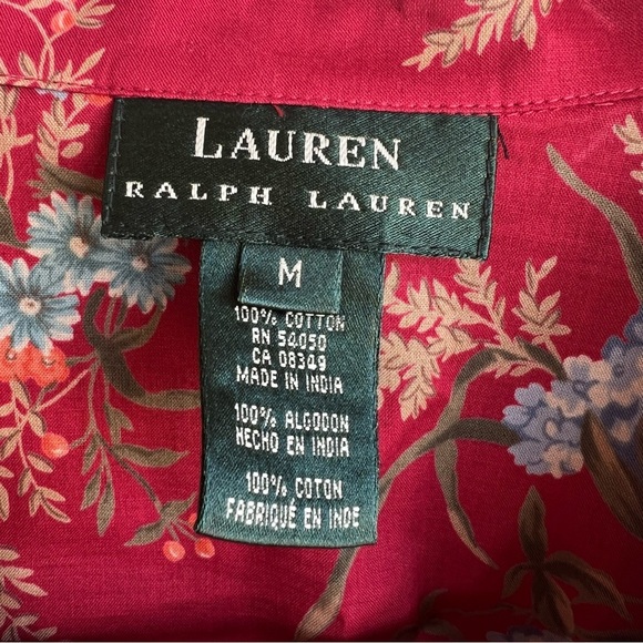 Lauren Ralph Lauren Floral Button Down Shirt - Size M Cotton Lightweight Preppy - Picture 3 of 7